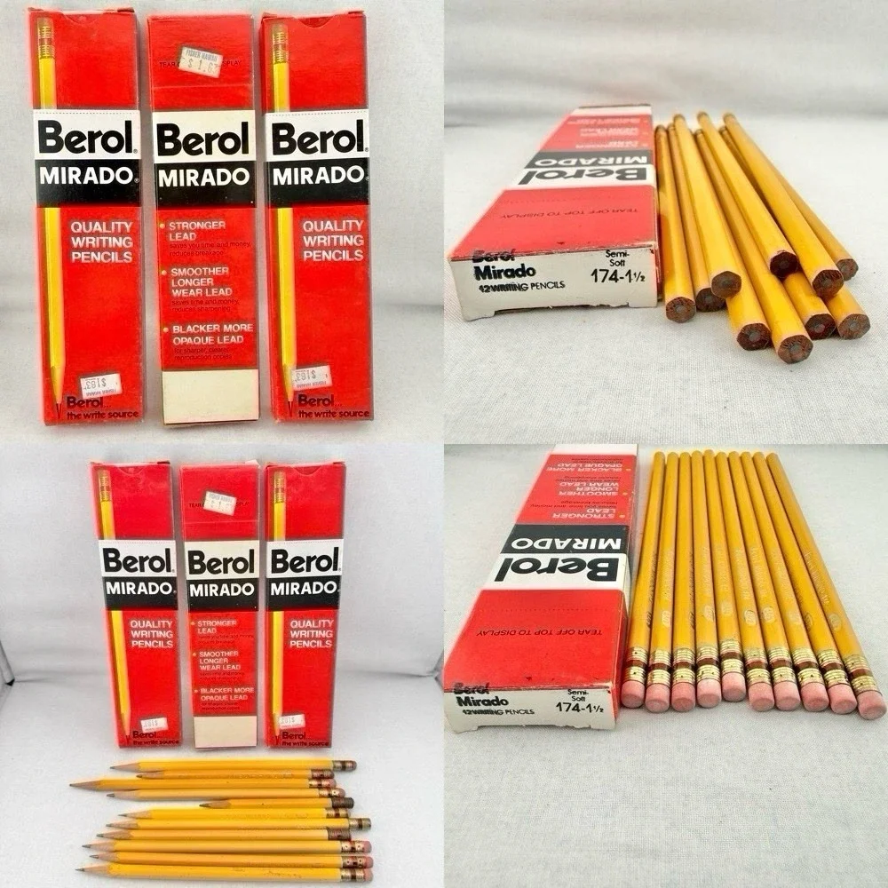Vintage Berol Mirado Quality Writing Pencils 174-1, 1 1/2, 2 Soft-Medium + Boxes